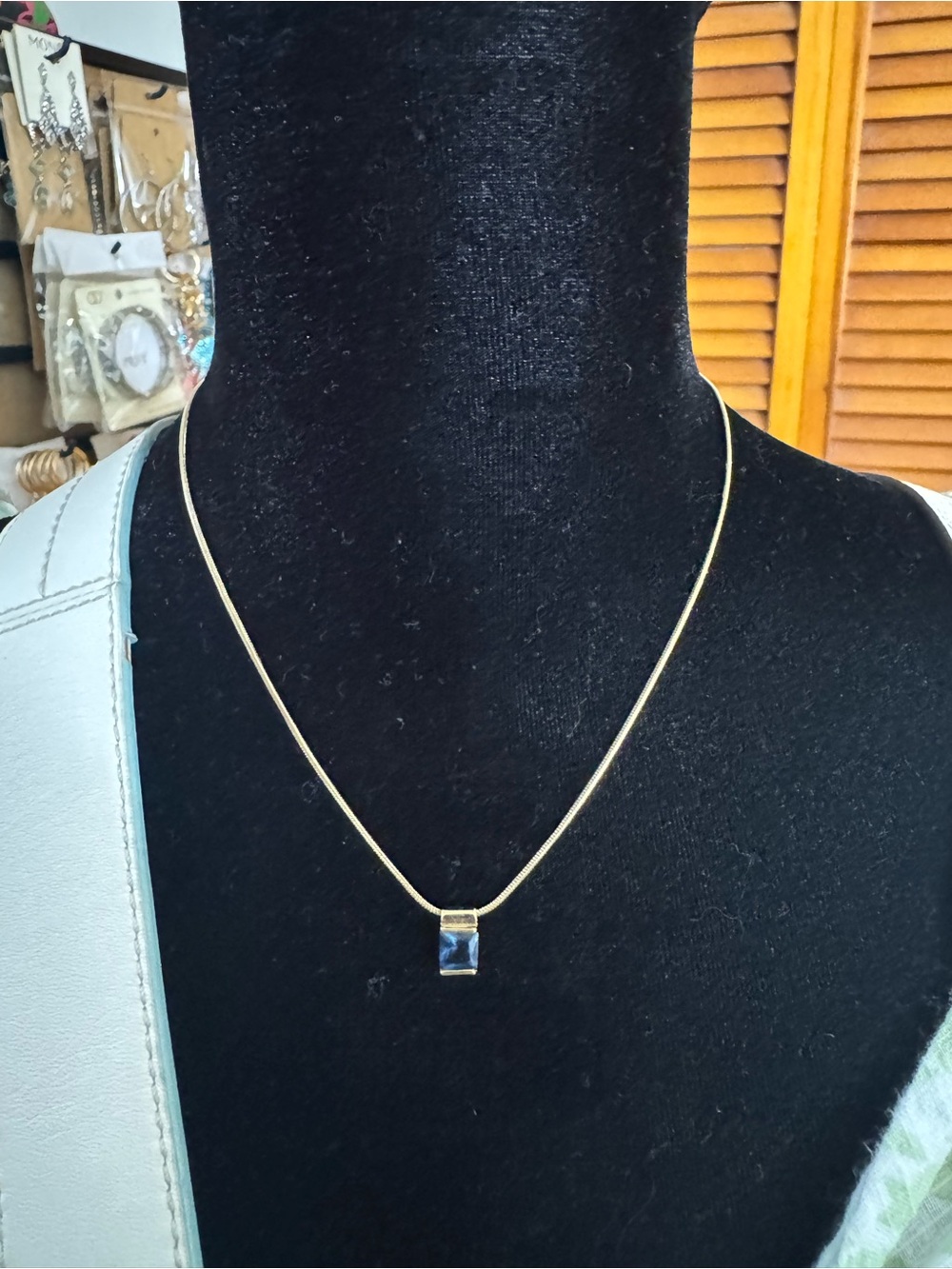 Monet Blue Pendant Gold Necklace